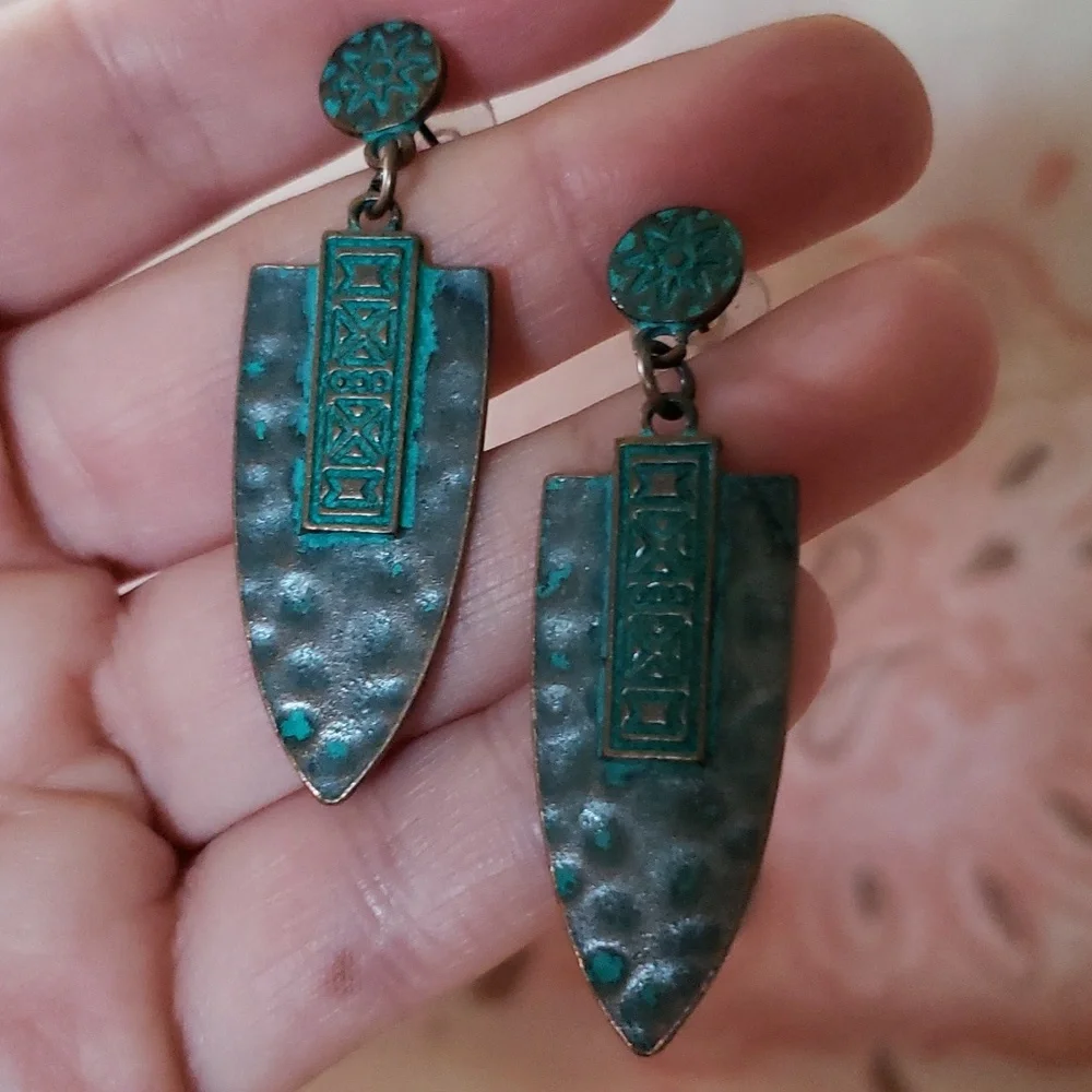 Tribal Arrow Earrings Native American Arrowhead Style - Picture 2 of 9